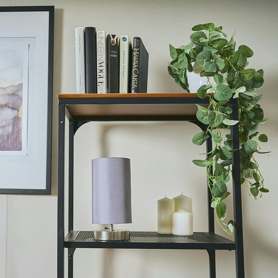 image 1 of ValueLights Pair Francis Chrome Table Lamp Grey Shades