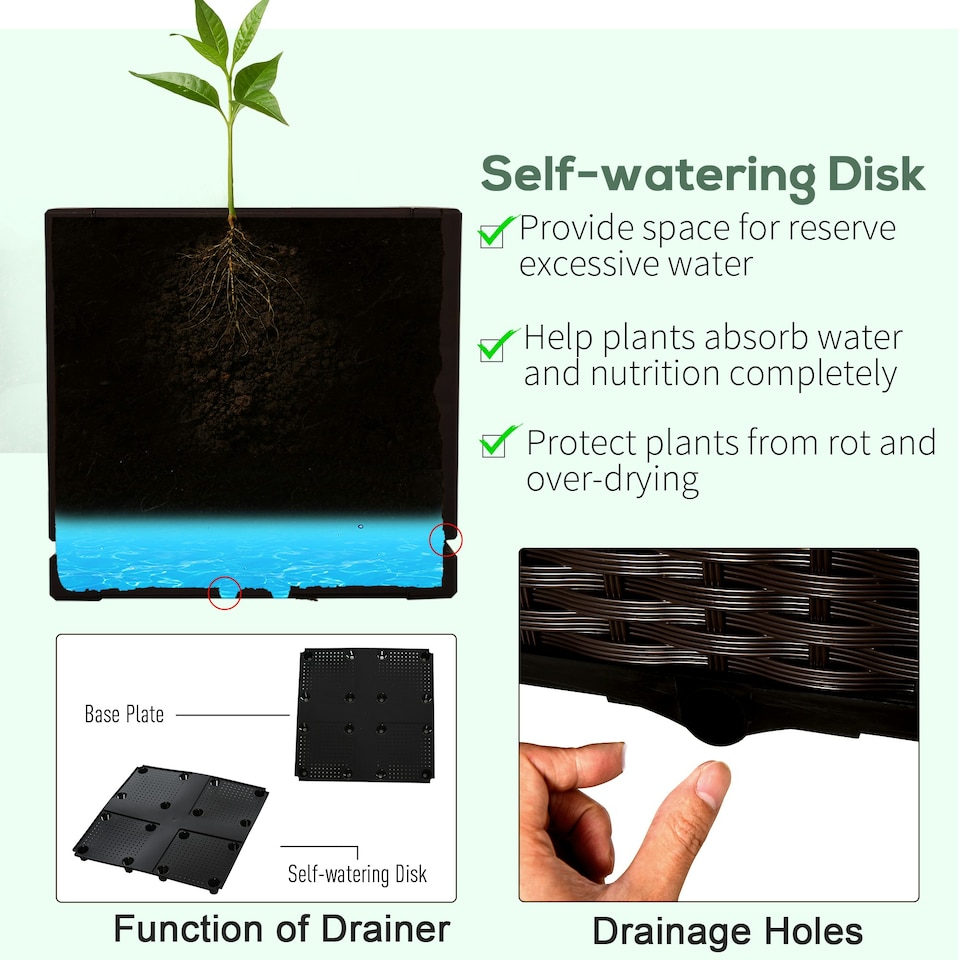 image 1 of Outsunny 2-piece Elevated Flower Bed Vegetable Herb Planter Plastic, Brown