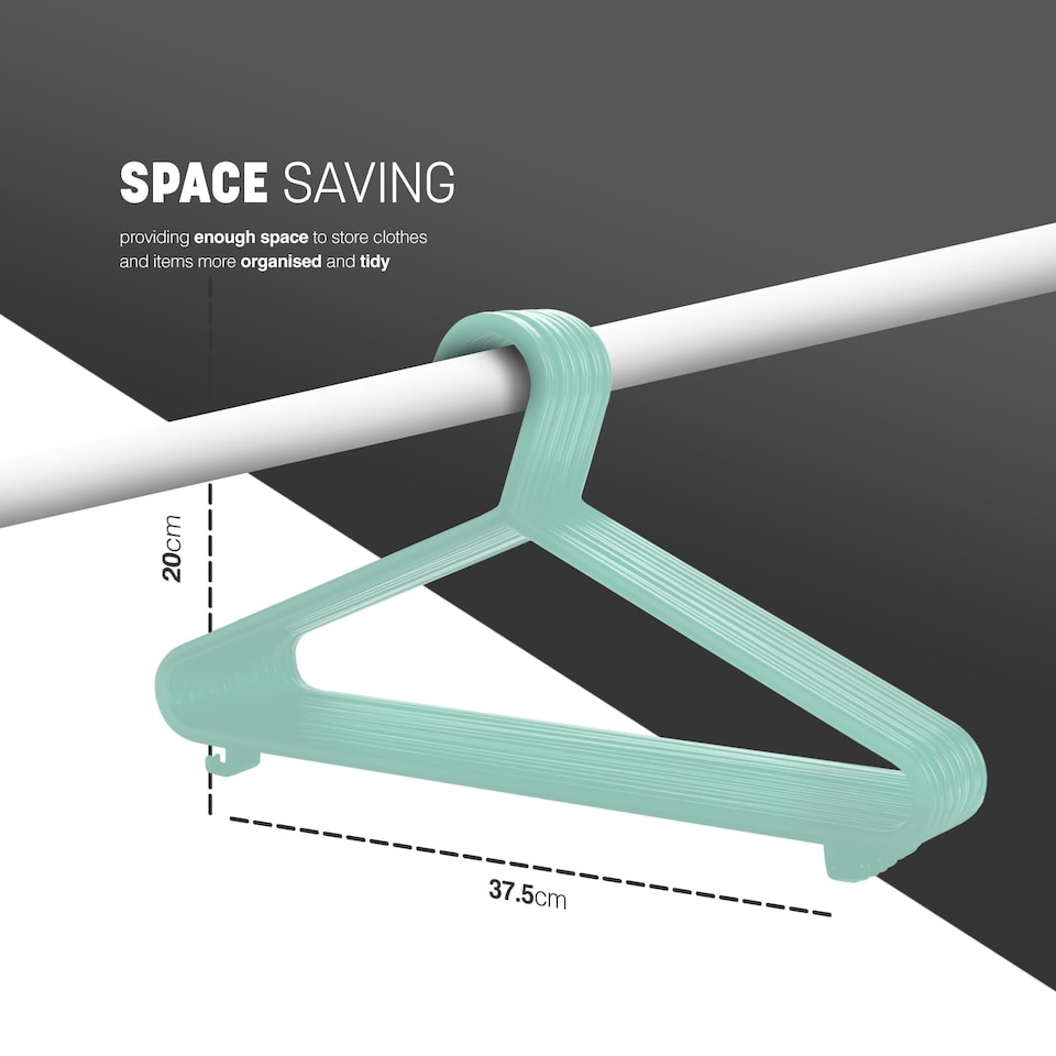 image 1 of Keplin Adult Plastic Coat Hangers Strong Slim Space Saving with Trouser Bar and Hooks
