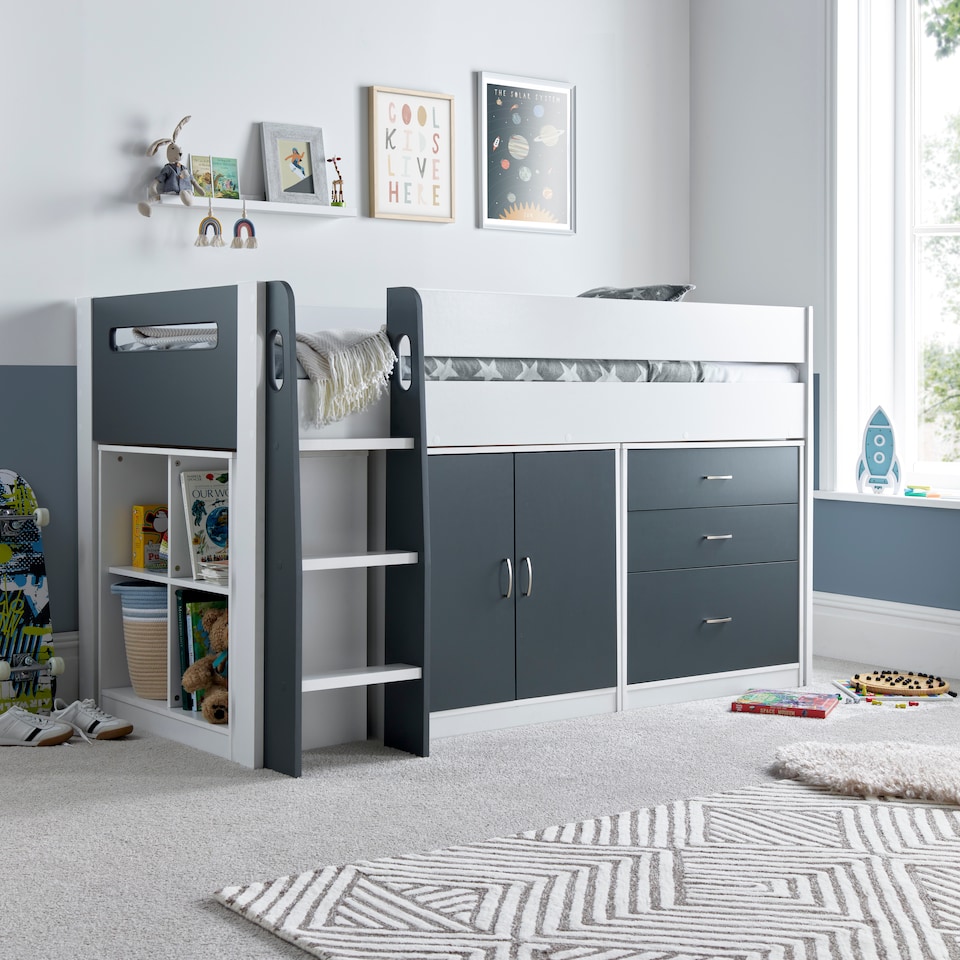 image 1 of Lacy Grey And White Storage Mid Sleeper