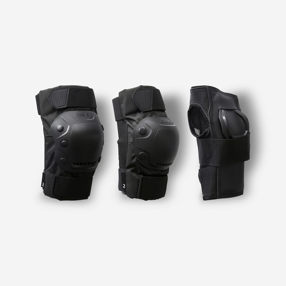 image 1 of Decathlon Adult 2 x 3-Piece Inline Skate Protection Set Fit500 - Black, Size S