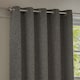 image 2 of Paoletti Galaxy Fully Lined Chenille Eyelet Curtain Pair, 168cm width x 183cm drop | Grey | Charcoal | 1