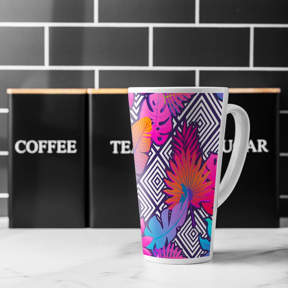 image 1 of Tropical Geometric Latte Mug