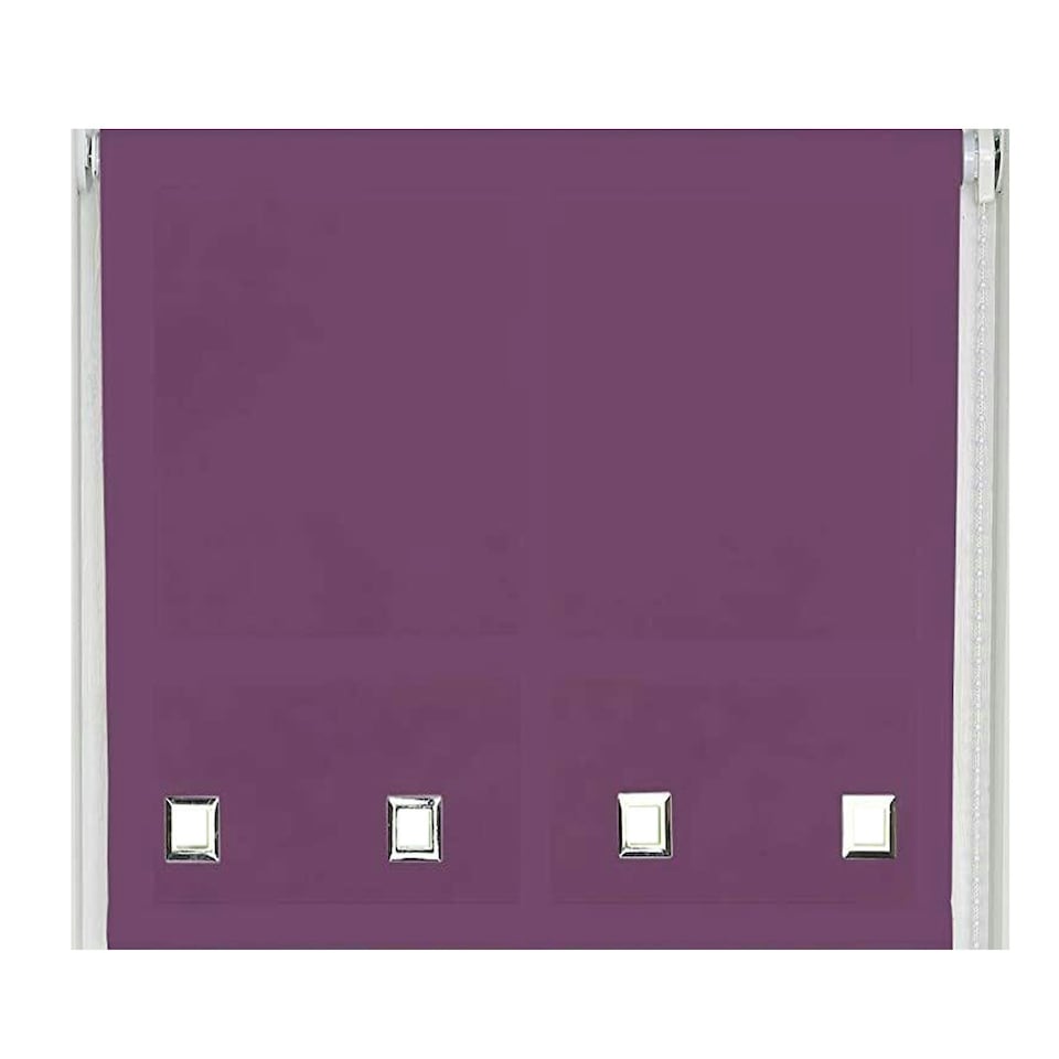 image 1 of 160cm Aubergine Square Eyelet Edge Roller Blind Purple | Purple