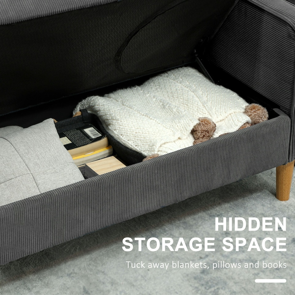 image 1 of HOMCOM 2 Seater Sofa with Under Seat Storage for Small Spaces Grey Grey