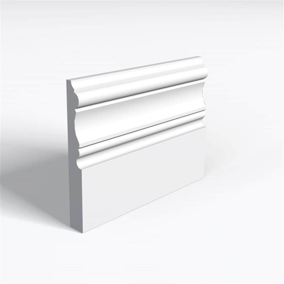 Pack of 5 (Total 5 Units) - Moisture Resistant MDF Primed Derby Skirting Board - 25mm (T) x 69mm (H) x 3050mm (L)