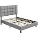 image 2 of Yaheetech 135 cm W x 190 cm L Upholstered Bed Frame Light Grey