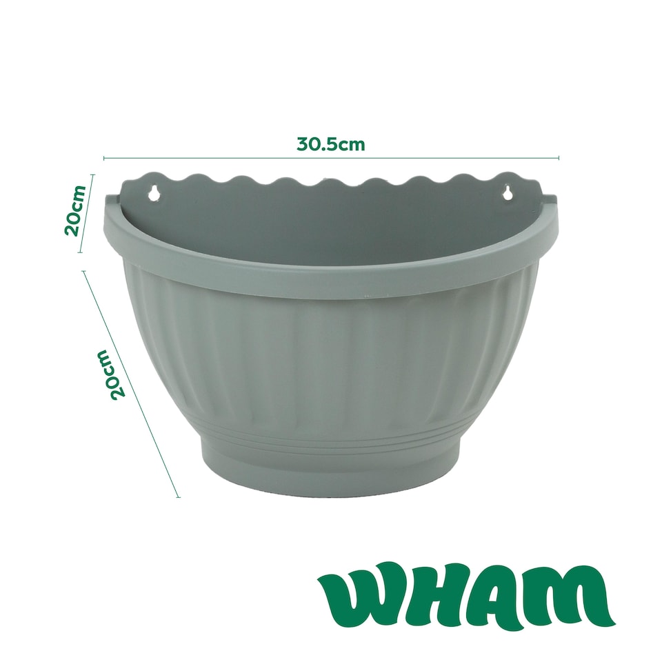 image 1 of Wham Etruscan 4 x 30cm Plastic Garden Wall Baskets | Green | Milieu Green