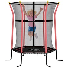 HOMCOM 5.4FT Kids Trampoline w  Enclosure Indoor Outdoor for 3-10 Years | Red | Red