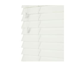 230cm Ultra White Faux Wood Venetian Blinds with String (130cm Drop) White | White