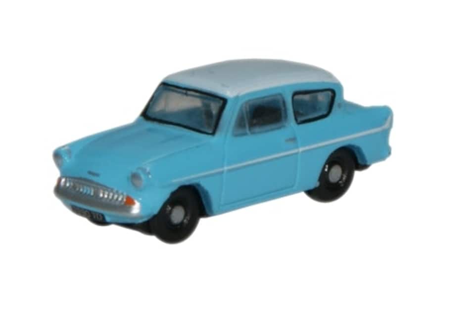 Oxford Diecast Ford Anglia Caribbean Turquoise/White