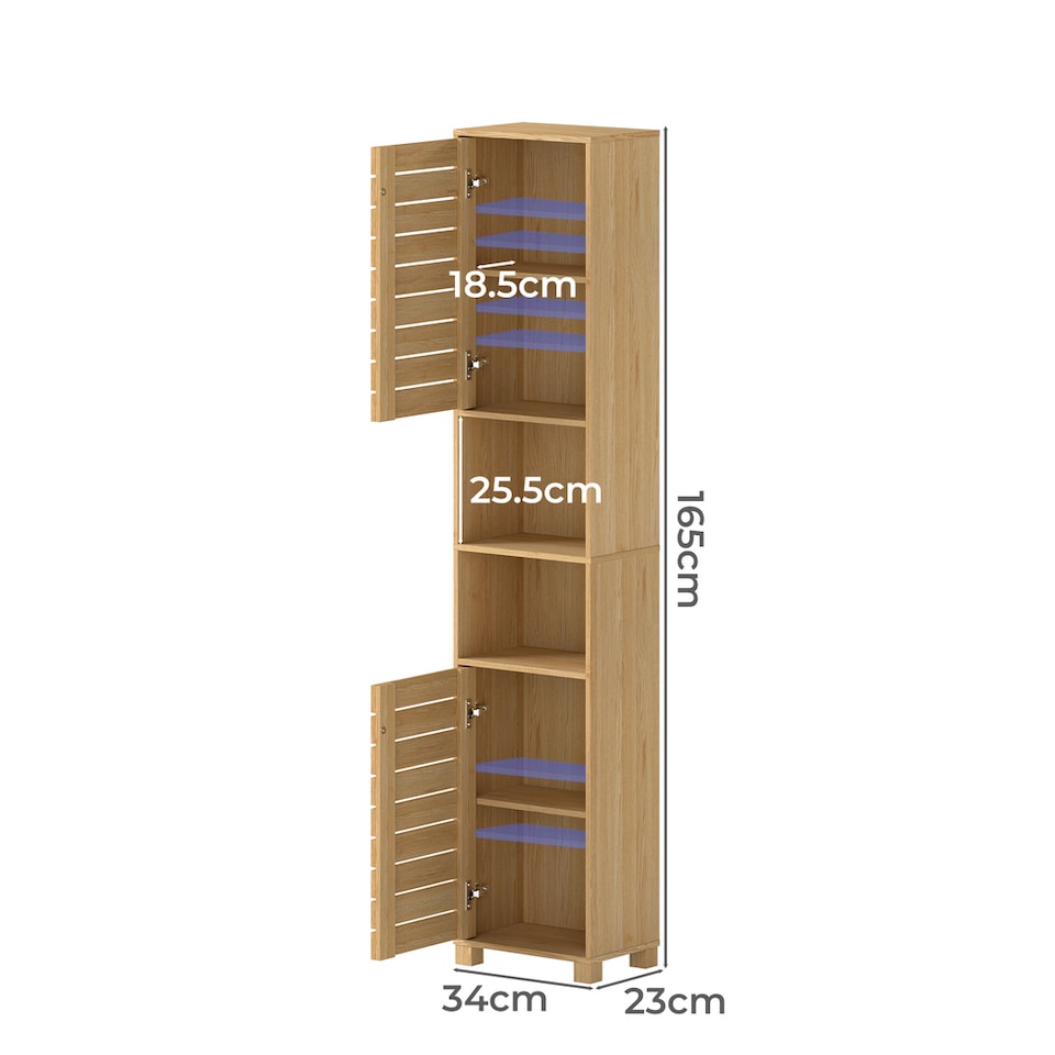 image 1 of Levede Bathroom Storage Cabinet Hallway Tall Cupboard Adjustable Shelf Oak