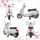 image 8 of AIYAPLAY Vespa Licensed 12V Kids Electric Bike w/ 2 Training Wheels, White