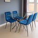 image 2 of Dining Table and 4 Chairs Rectangle Glass Table 4 Grey Velvet Chairs Dining Set