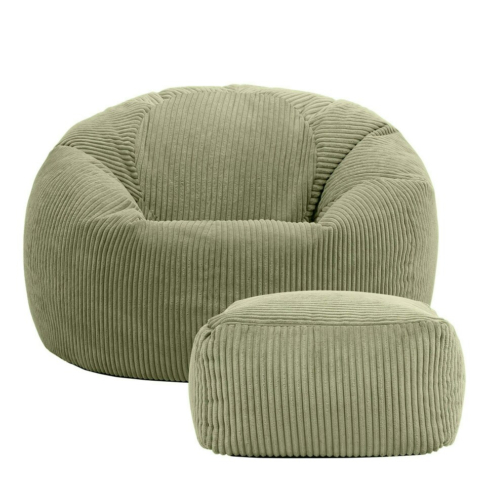 image 1 of Icon Kingston Classic Beanbag and Footstool Sage Green Green