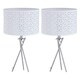image 1 of First Choice Lighting Set of 2 Chrome Tripod Table Lamps with White Laser Cut Shades Chrome | White