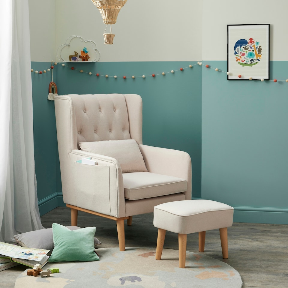 image 1 of Babymore Lux Nursing Chair with Stool - Cream Cream