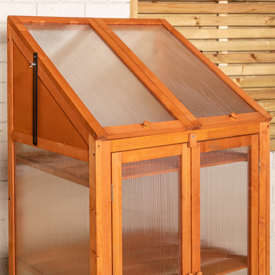 image 1 of Samuel Alexander Wooden Mini Greenhouse Cold Frame - Small Greenhouse H120 x W69 x D49cm