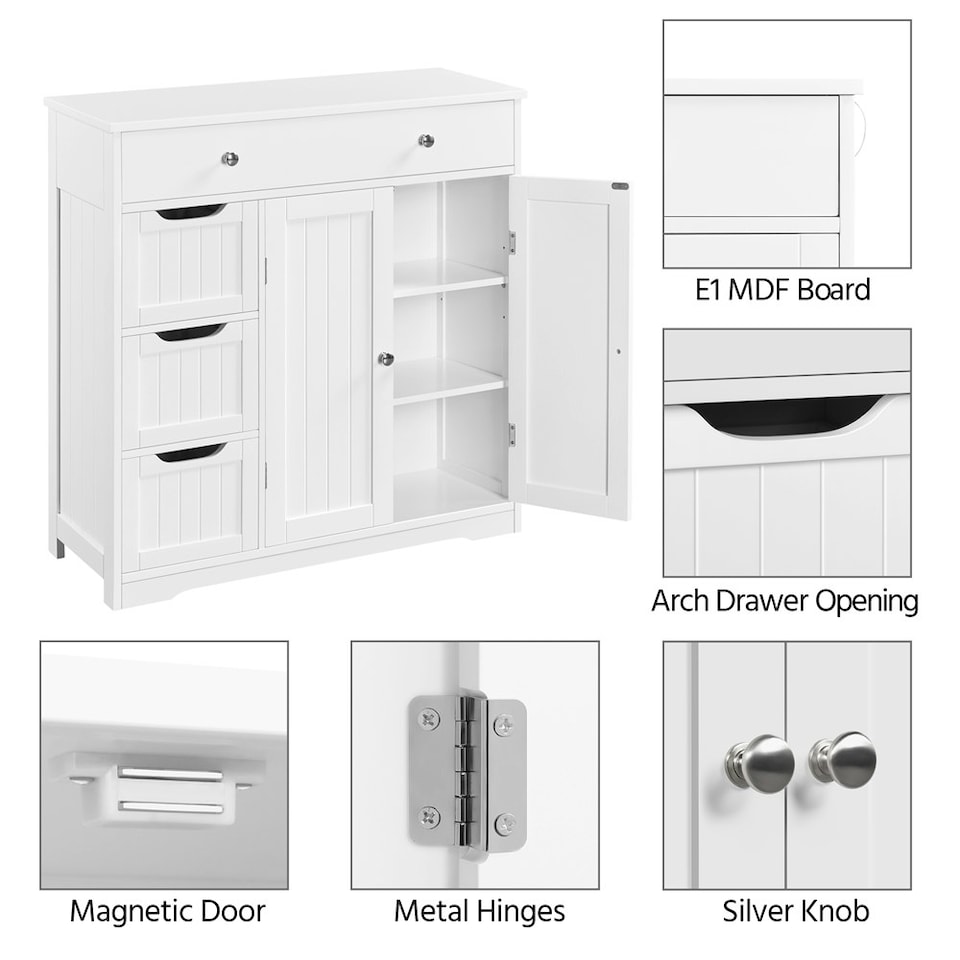 image 1 of Yaheetech  Practical Storage Cabinet with 4 Drawers White