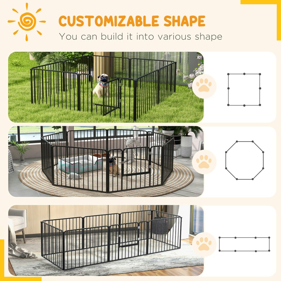 image 1 of PawHut 60cm 8 Panels Heavy-Duty Dog Playpen for Small Dogs