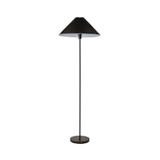 ValueLights Akira Black Pleated Shade Freestanding Floor Lamp andBulb