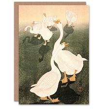 Ohara Koson Japanese Art Card A Flock Of Grazing Geese 1926