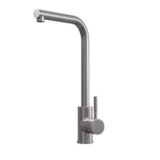 Balterley Modern L-Neck Single Lever Kitchen Sink Mixer Tap - Top Fix Installation | Grey | Brushed Steel | 1