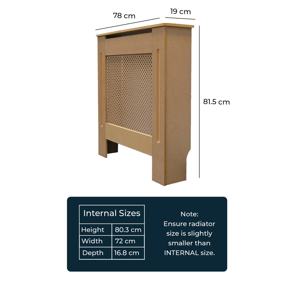 image 1 of JSH Radiator Cover Wood Unpainted Diamond MDF - Small - 78cm (W) x 81.5cm (H) x 19cm (D) | Brown
