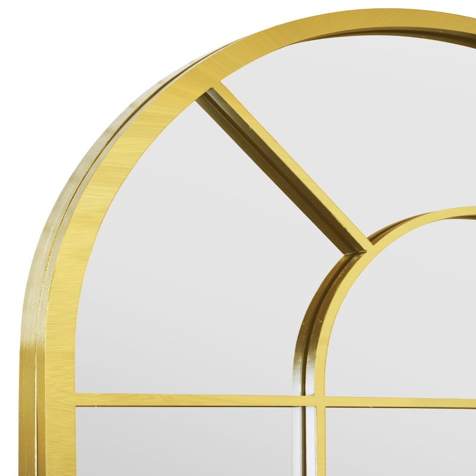 image 1 of The Arcus - Gold Framed Arched Window Garden Mirror 71" X 33.5" (180x85CM) | Gold