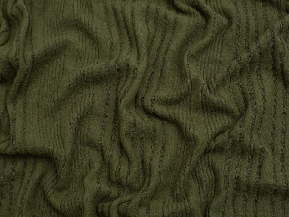 Minerva Core Range Green Brushed Texture Rib Stretch Knit Fabric for Dressmaking, 160cm / 62" Wide - per metre