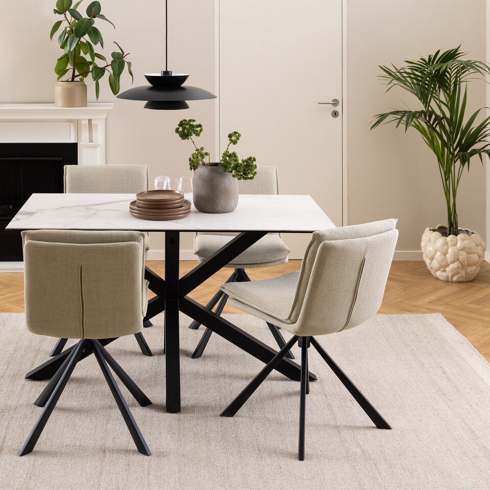 image 1 of Heaven Dining Table with Ceramic White Top 135cm