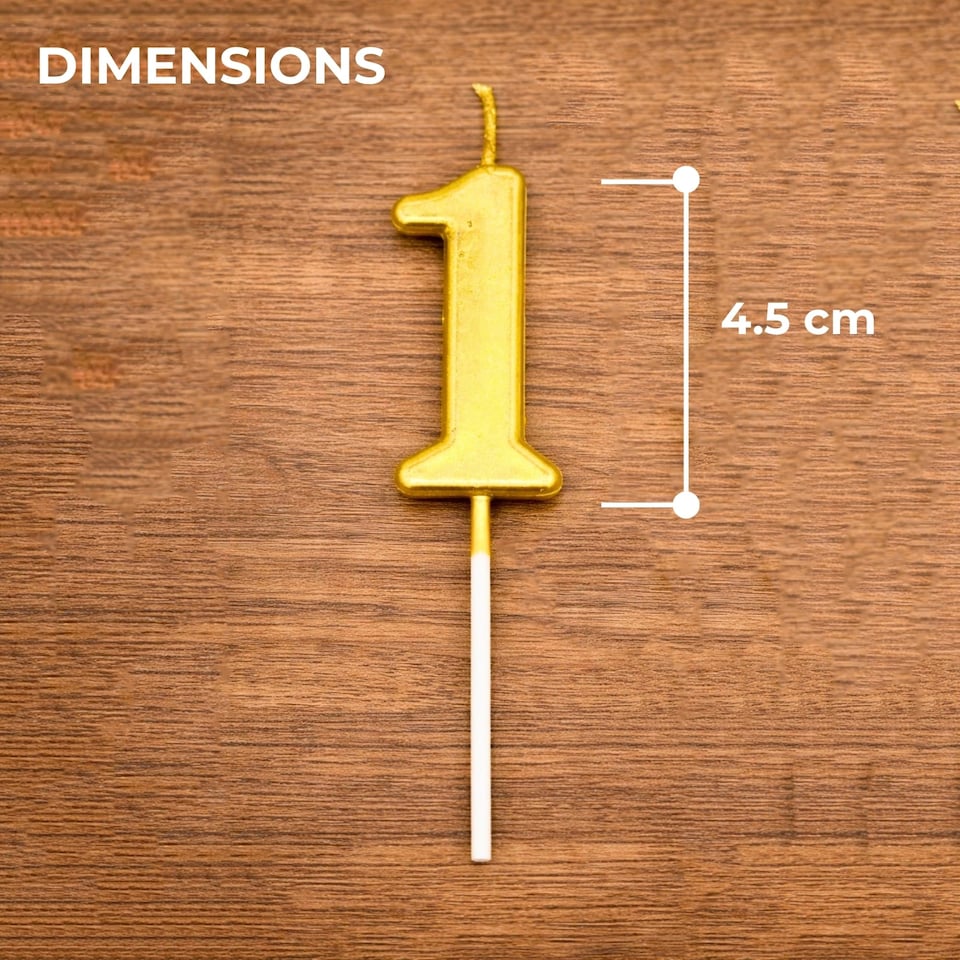 image 1 of Gold 1 Number Candle Birthday Anniversary Party Cake Decorations Topper | Gold