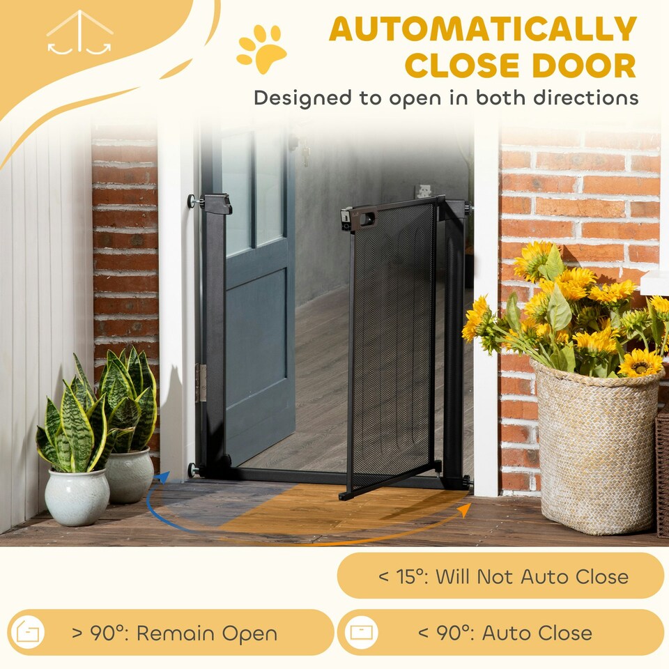 image 1 of PawHut Pressure Fit Safety Gate for Stairs w/ Auto Close 75-82 cm - Black