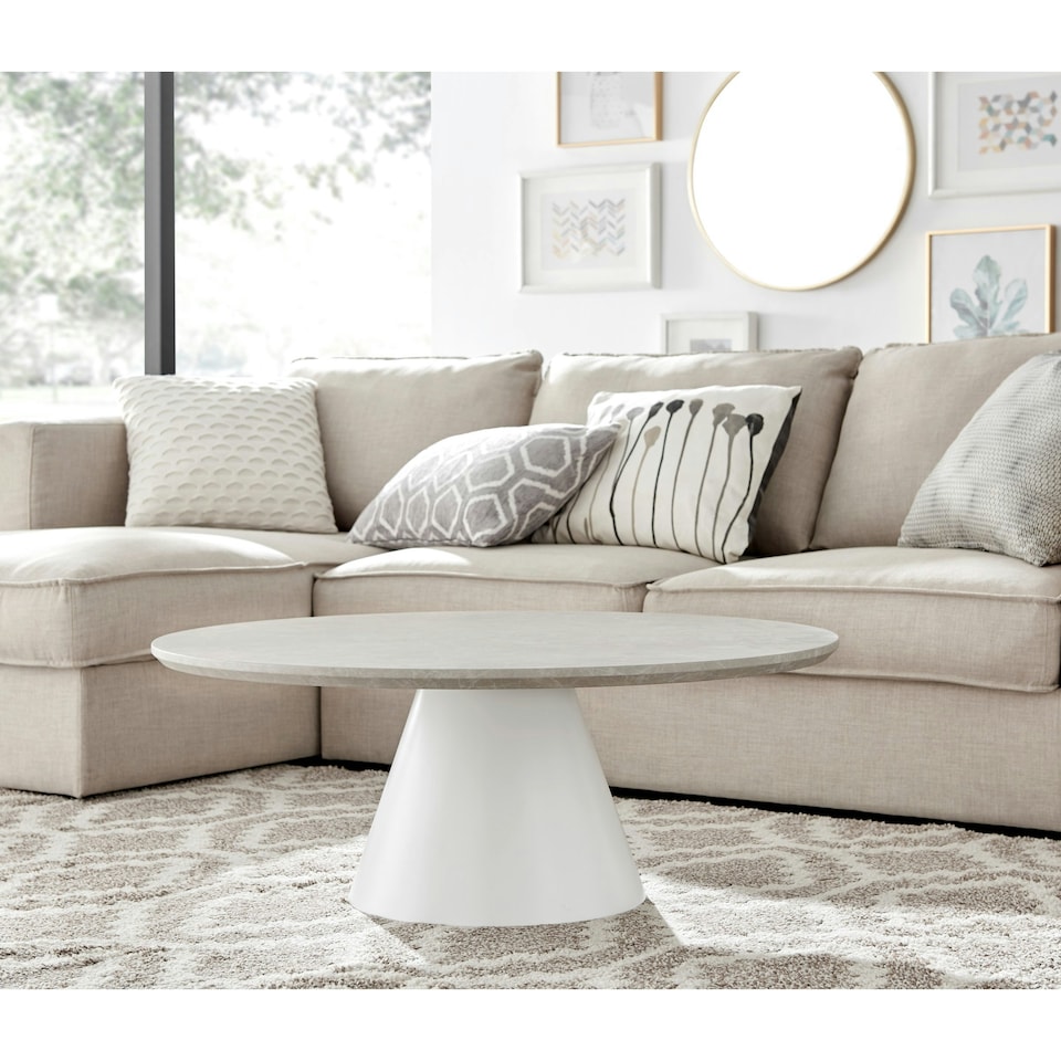 image 1 of Furniturebox Palma Round Beige Stone Coffee Table