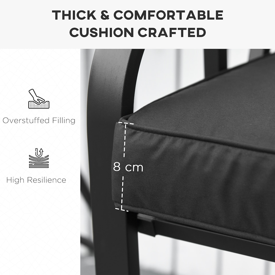 image 1 of Outsunny Garden Bench Cushion 2 Seater Seat Pad Indoor& Outdoor Use Black | Black | Black | 120 x 50 x 8 cm
