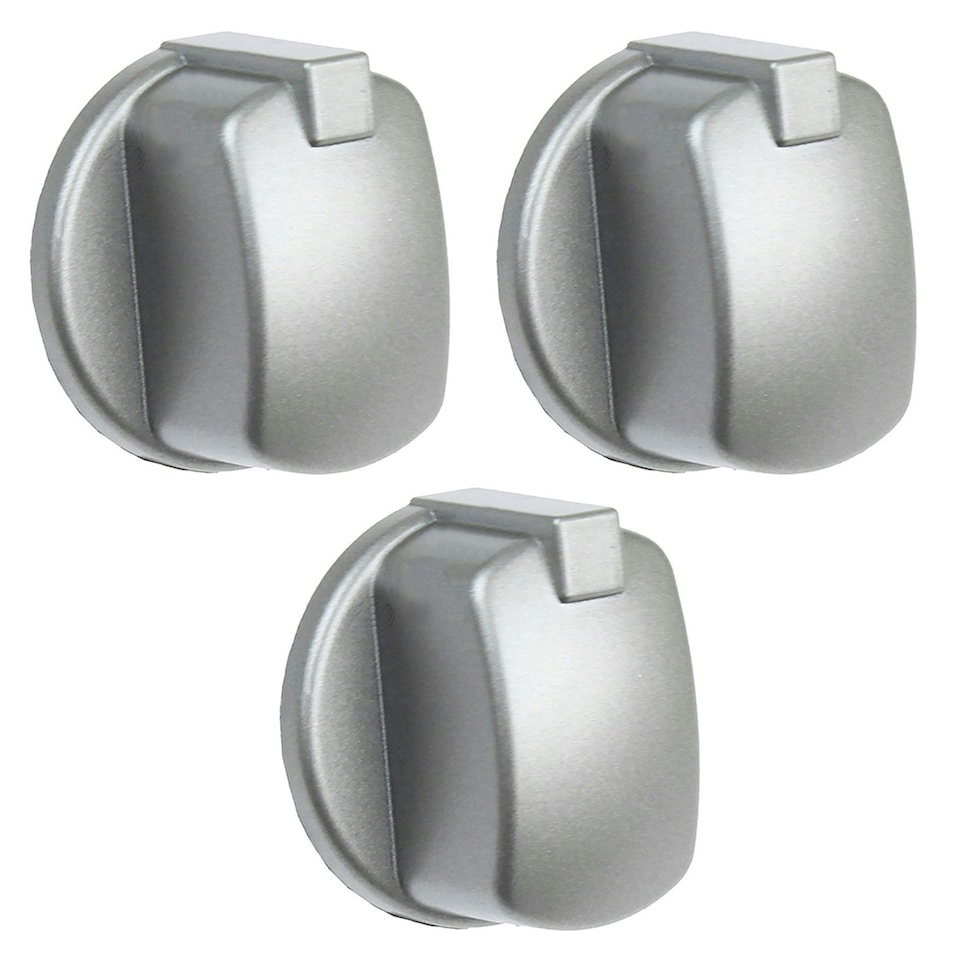 image 1 of SPARES2GO Control Knob Switch Button for Indesit Oven Cooker (Pack of 3, Silver / Inox)