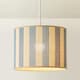 image 3 of ValueLights Lori Blue Stripe Bamboo Drum Ceiling Lamp Shade Blue