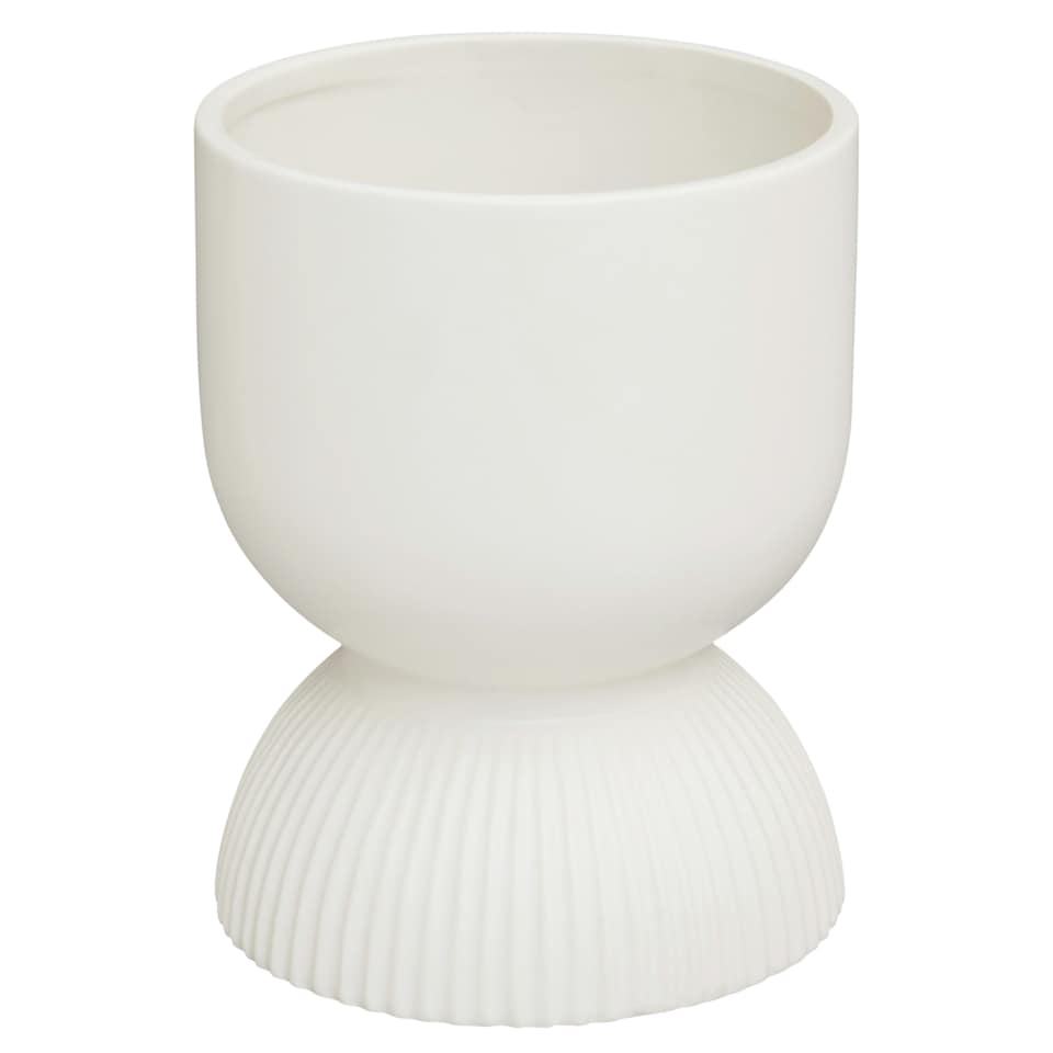 image 1 of Interiors by Premier Lightweight White Planter, Durable Ceramic Construction Outdoor Pot, Cylindrical Design Flower Planter White