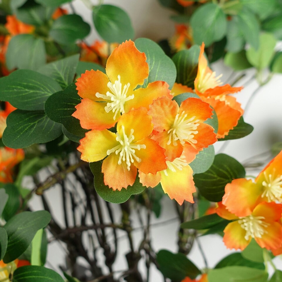image 1 of 60cm Flower Foliage Spray - Orange