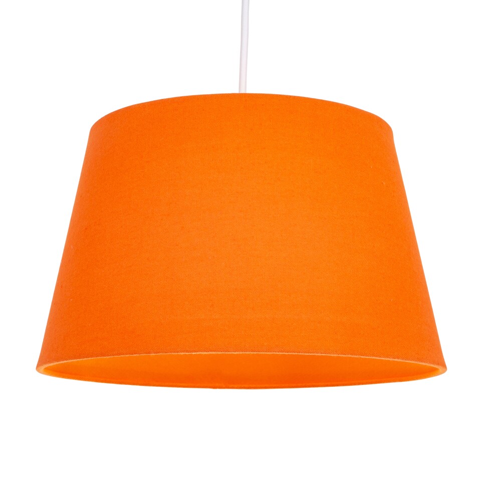 image 1 of Traditional 30cm Vivid Orange Linen Fabric Drum Table/Pendant Shade 60w Maximum | Orange