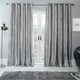 image 1 of OHS Luxury Soft Crushed Velvet Lined Eyelet Curtains, 46x54" - Silver