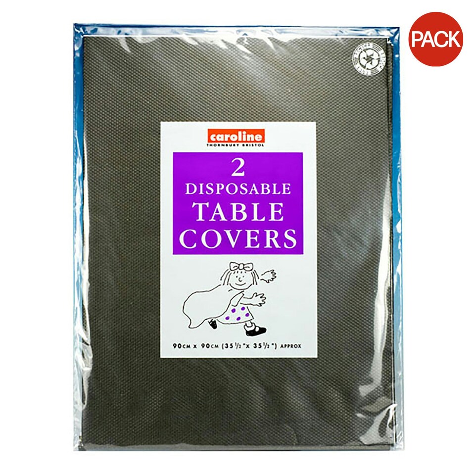 Caroline Square Paper Tablecovers (Pack Of 2) - Black - One Size