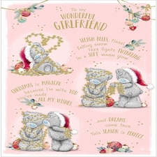 Bear with Tinsel Verse Girlfriend Christmas Card
