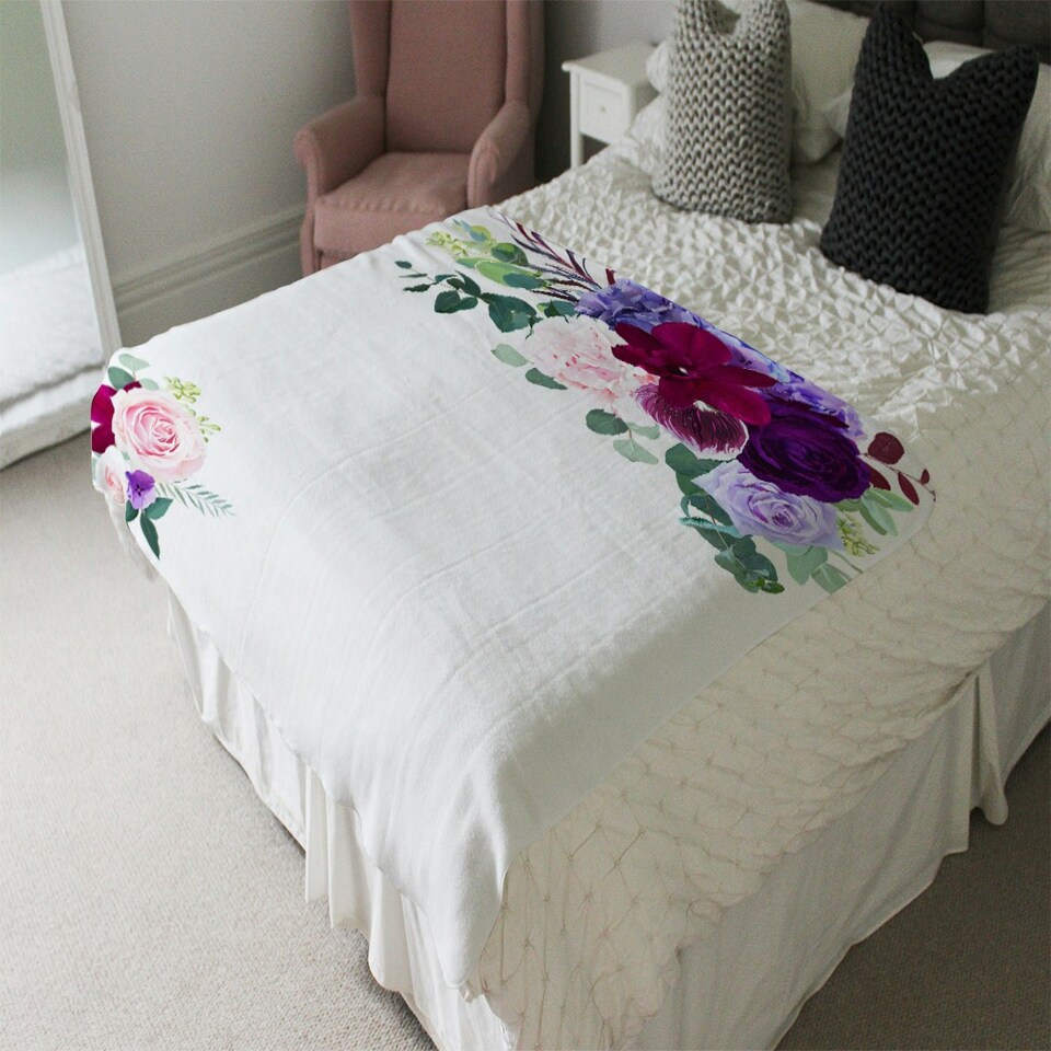 image 1 of Pink & Purple Roses (Blanket)
