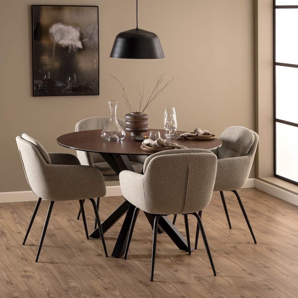 image 1 of Heaven Round Dining Table with Ceramic Rusty Brown Top