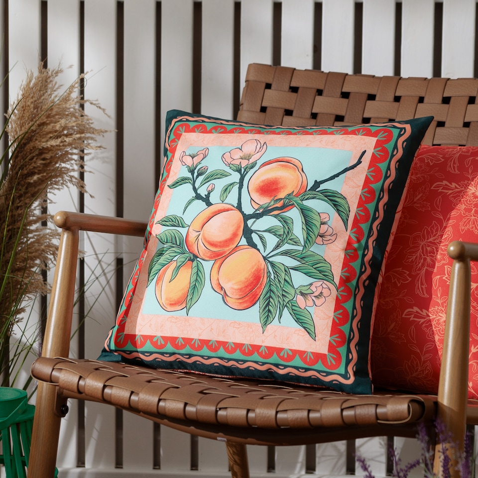 image 1 of Furn Anemone Peaches Printed Outdoor Cushion