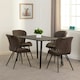 image 6 of Marlow Dining Set with Quebec Chairs White | White Marble/Brown Faux Leather