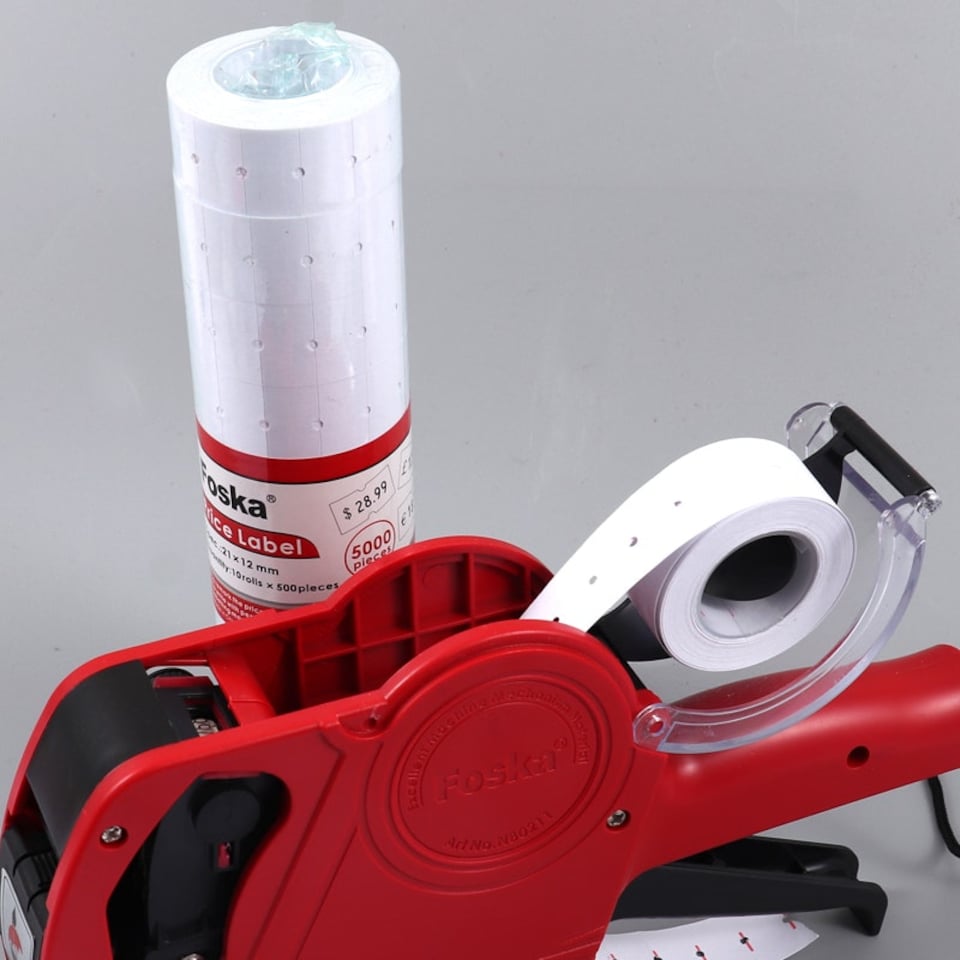 image 1 of Pack of 10 Foska Self Adhesive White Blank Price Label Rolls (5000 Tickets)