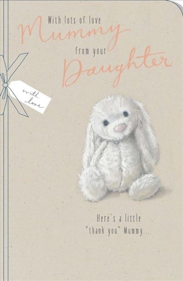 image 1 of Watermark Cute Mother's Day Card Bunny, from Your Daughter Flitter Finish
