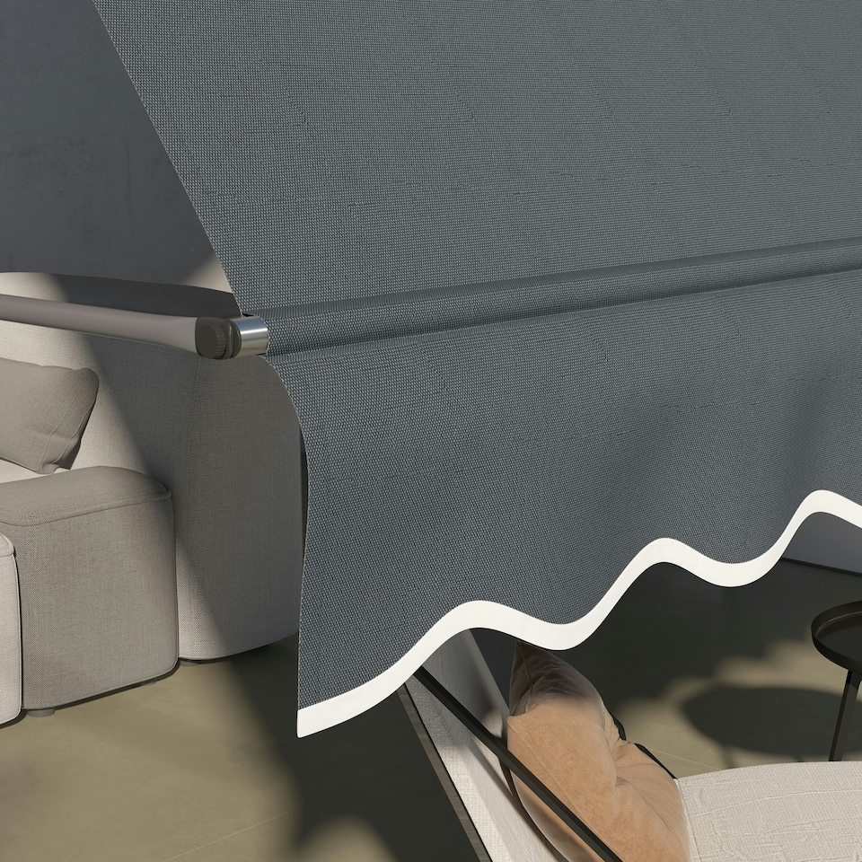 image 1 of Outsunny 3.5 x 1.2m Freestanding Retractable Awning, Non-Screw Garden Awning Grey